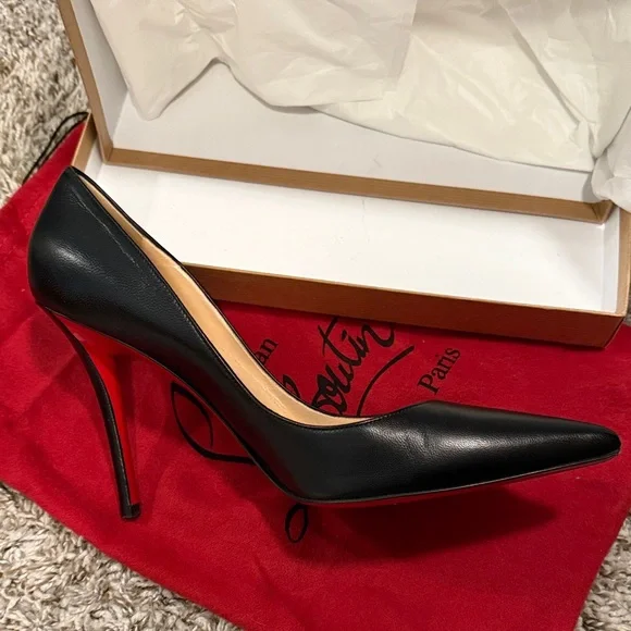Christian Louboutin Black Heels with Signature Red Soles - Picture 6 of 11